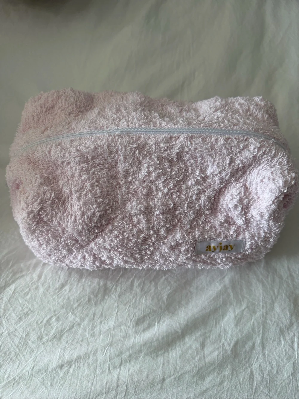 ayjay Pink Quilted Terry Zip Cosmetic Bag